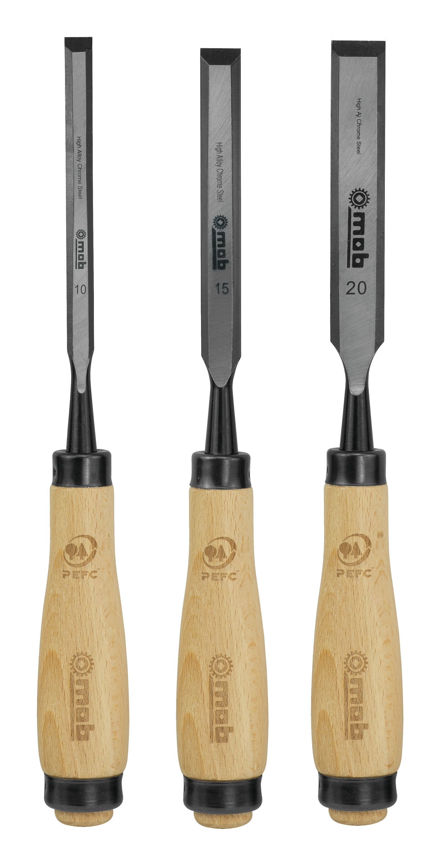 SET OF 3 WOOD SCULPTOR'S CHISELS, STAPLEABLE