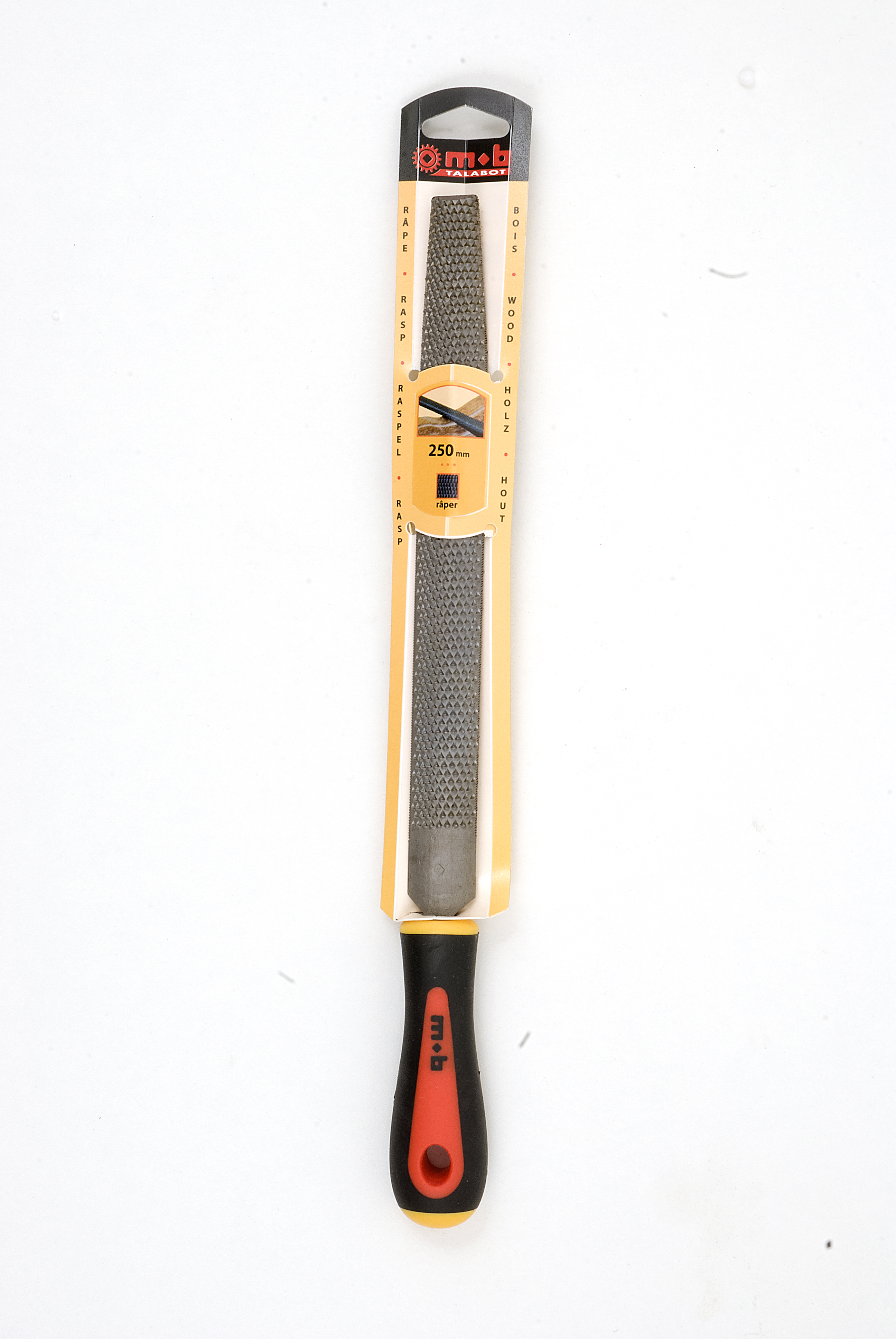 HALF-ROUND RASP BI-MATERIAL HANDLE ON CARD