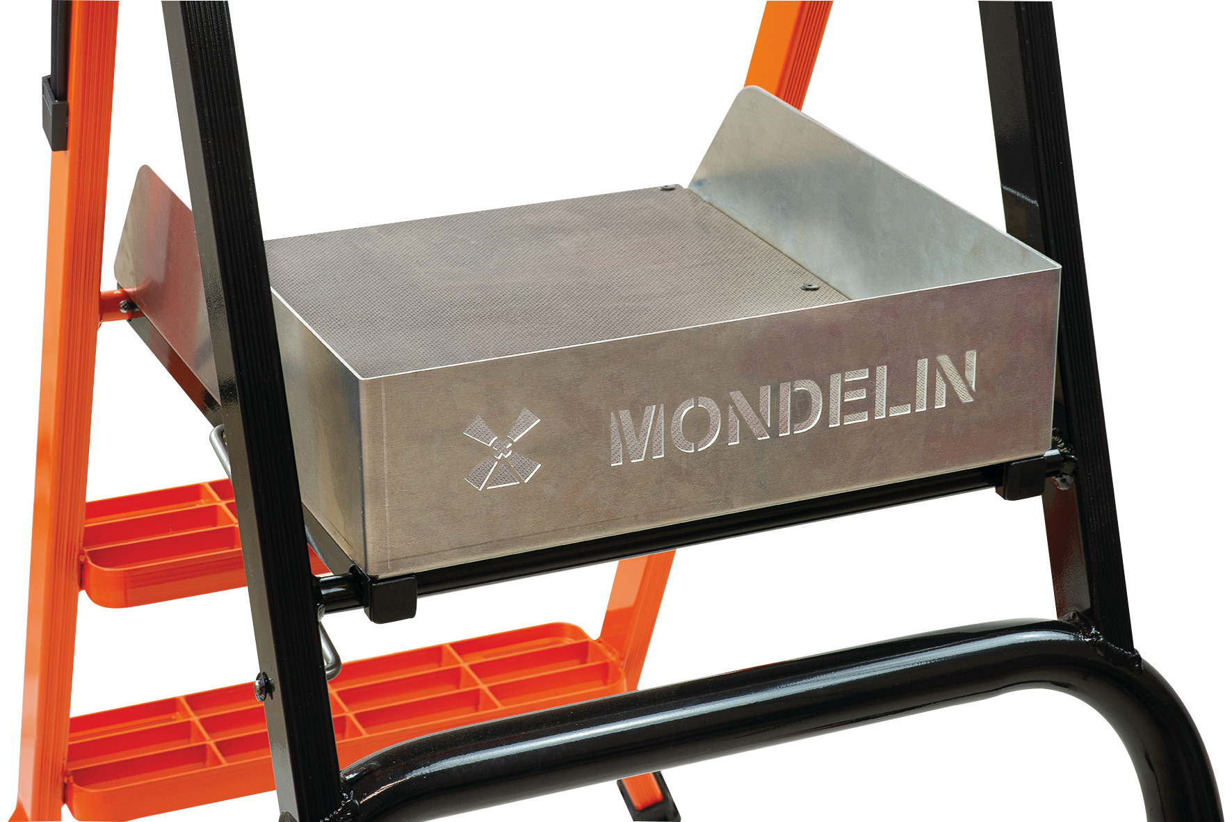 SECURED STEPLADDER GARDIA WITH SPRING-LOADED GUARDRAILS - 90cm