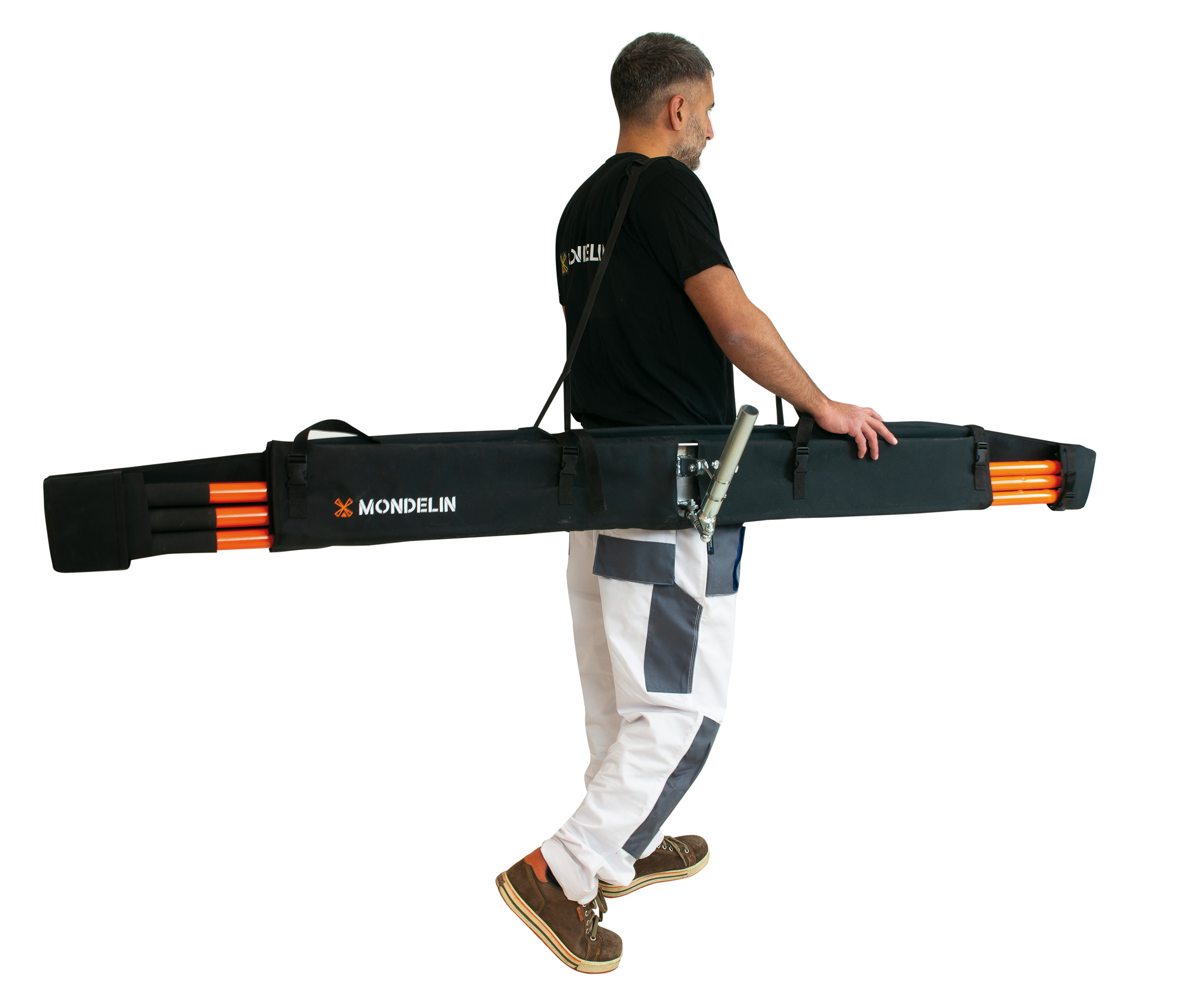 SET OF ARTICULATED CONCRETE SLAB SMOOTHER +POLE IN A CARRYING CASE