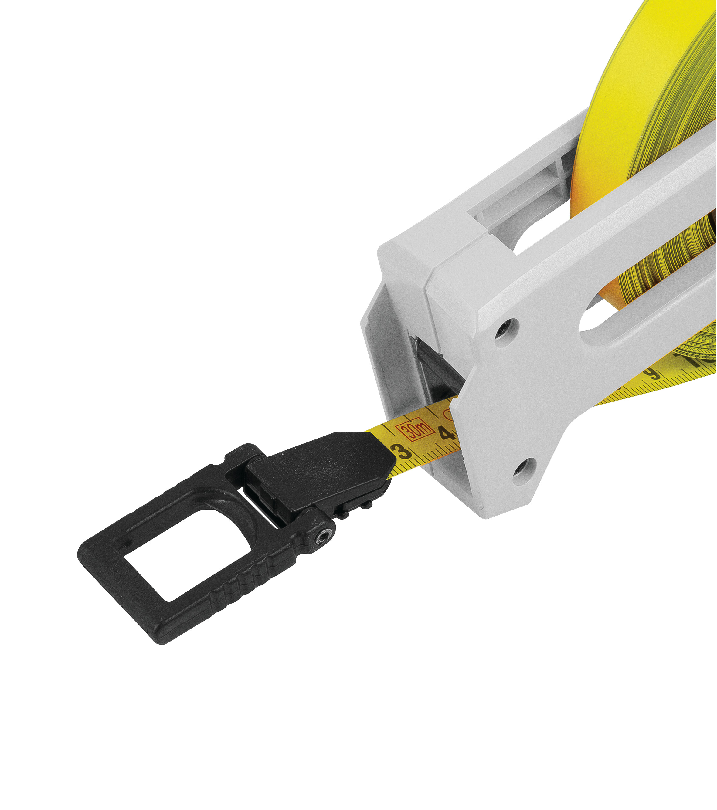 TAPE MEASURE WITH HANDLE AND STEEL RIBBON