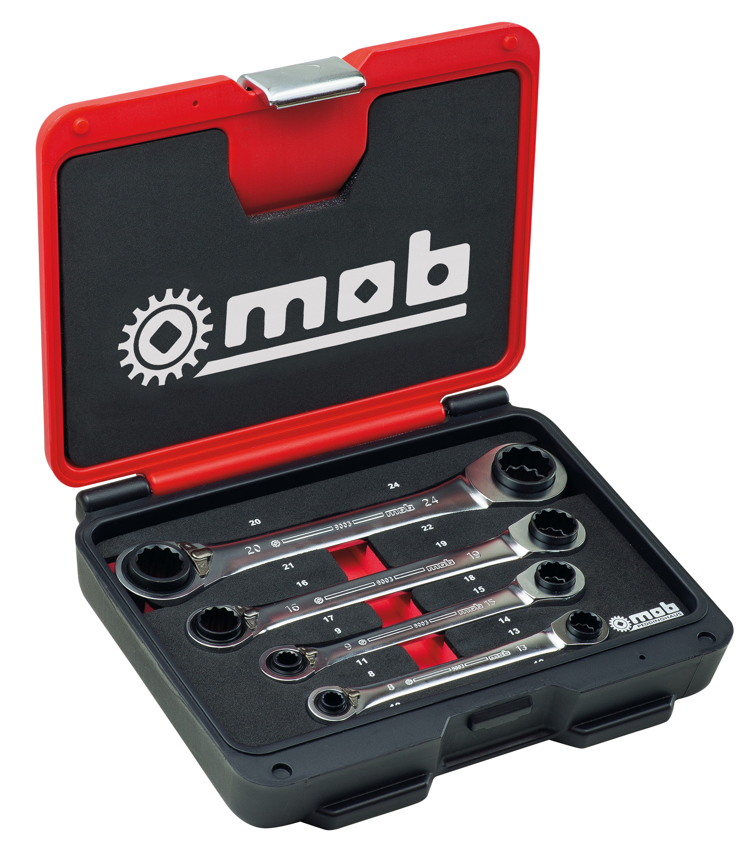 DOUBLE RATCHETING WRENCHES 4X4 IN PLASTIC BOX
