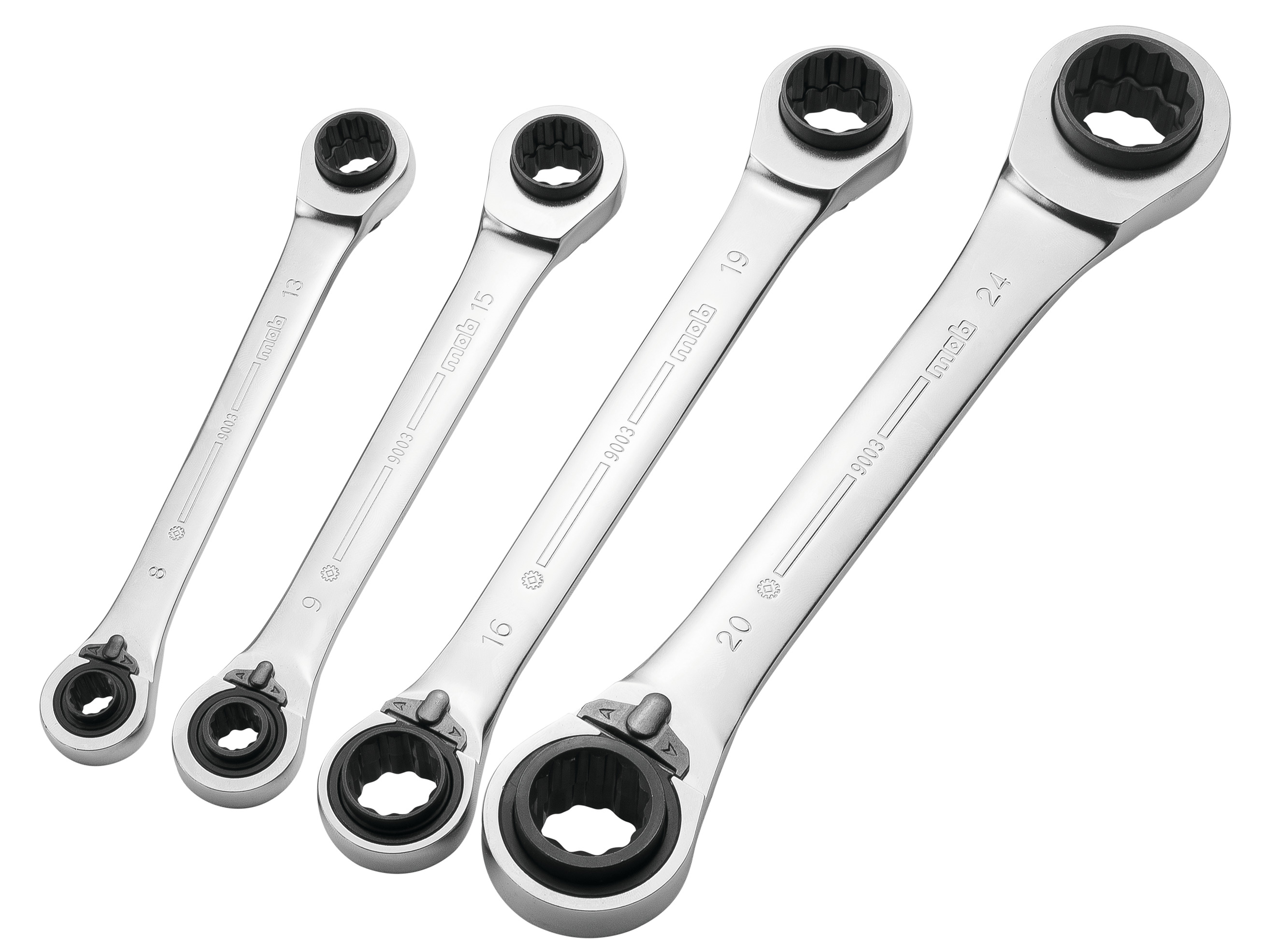 DOUBLE RATCHETING WRENCHES 4X4 IN PLASTIC BOX