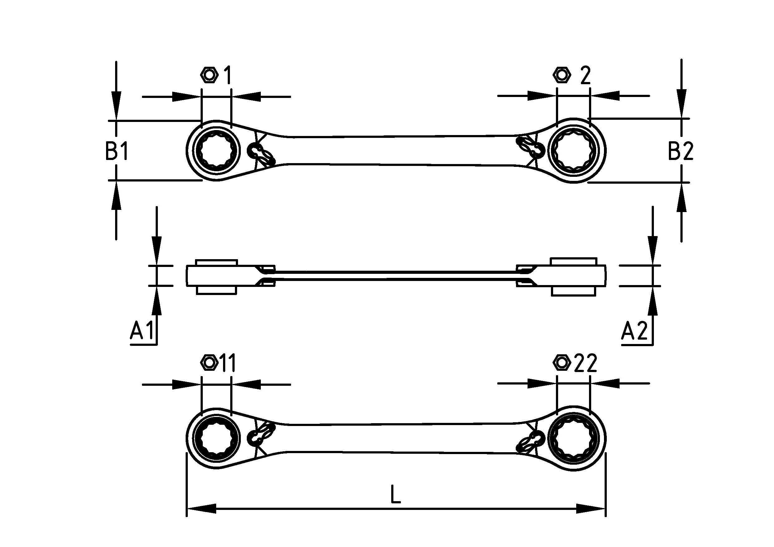 DOUBLE RATCHETING WRENCHES 4X4