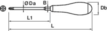PHILLIPS® SCREWDRIVERS WITH ROND BLADE AND HEX