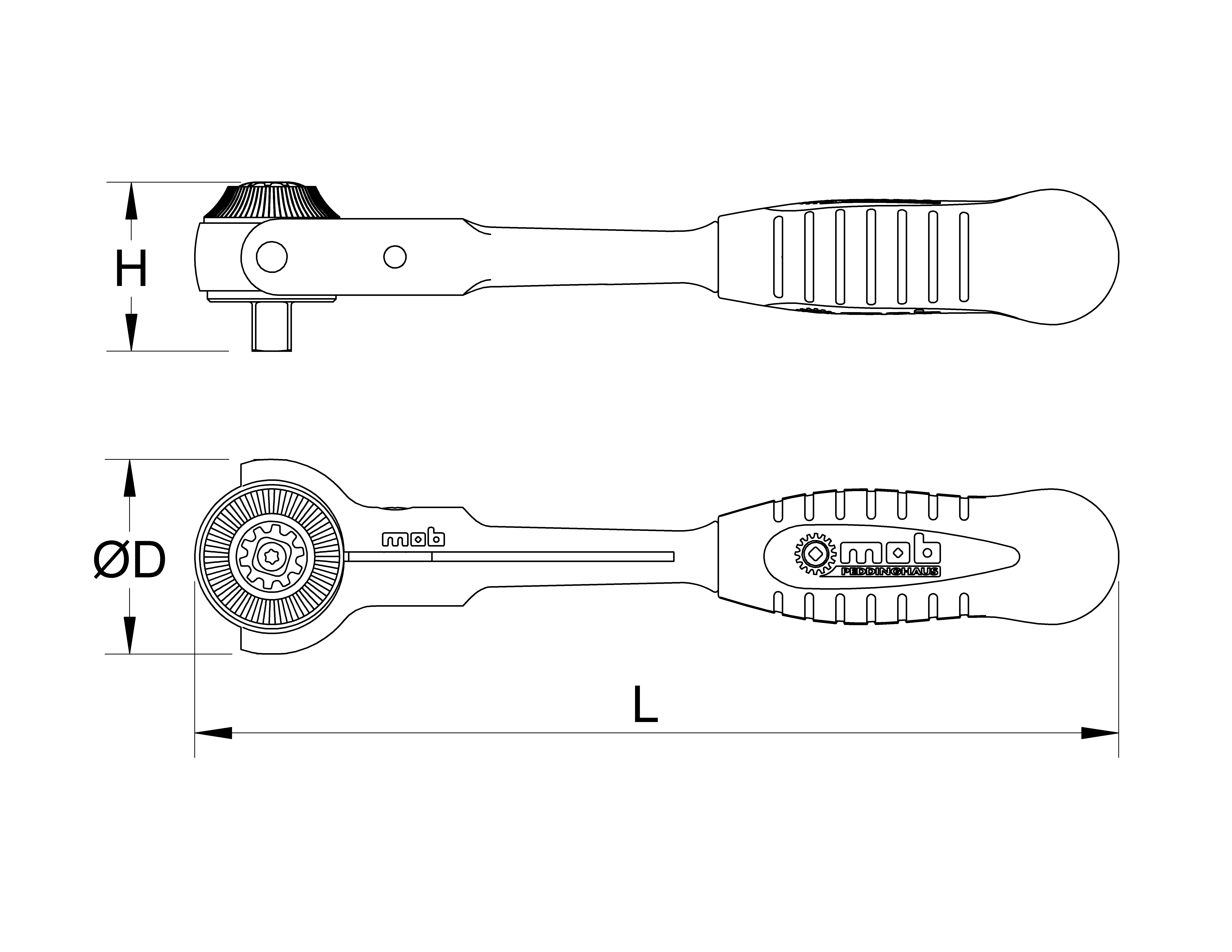 Antrenor cu clichet reversibil ROTOHEAD 1/4"100DNT