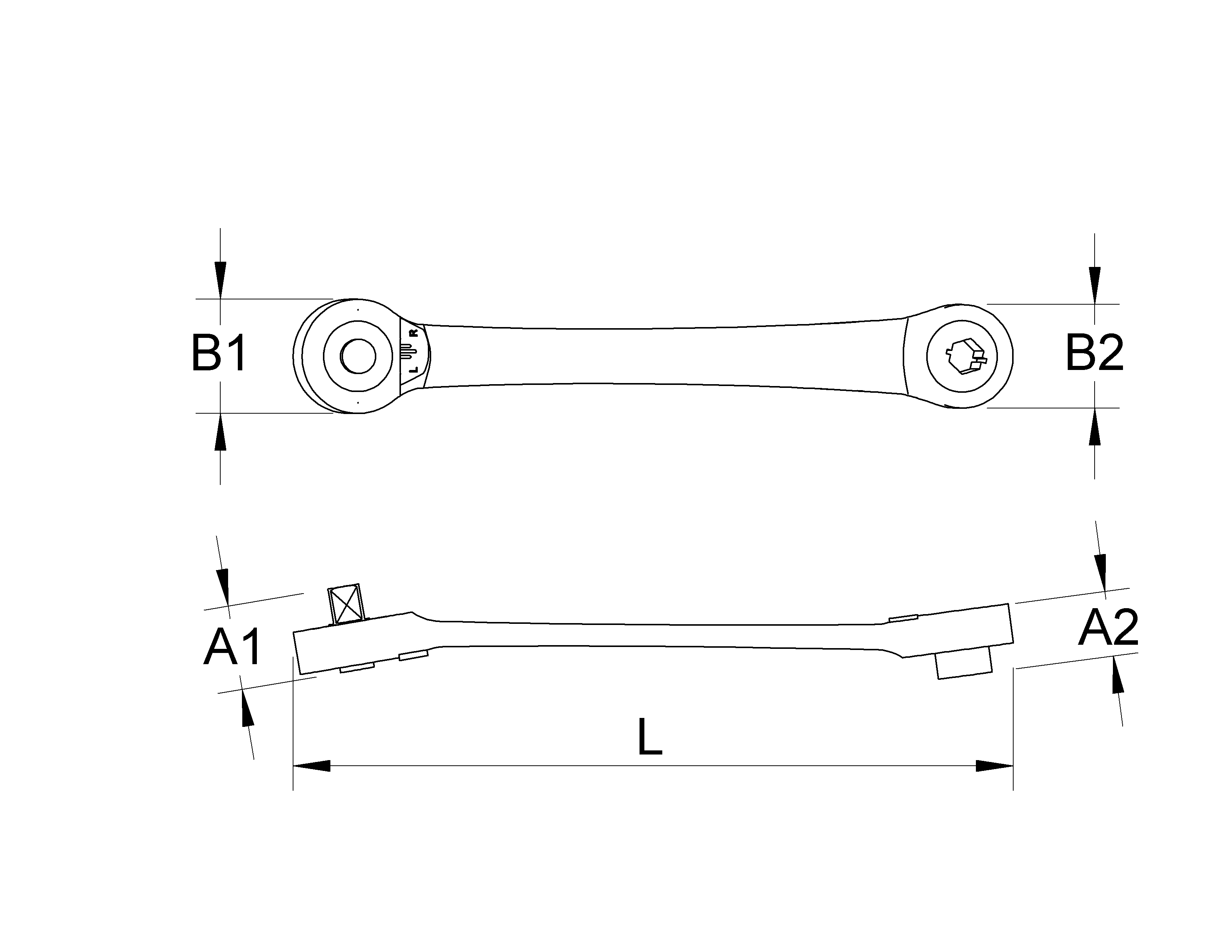 RATCHET WRENCH 1/4'', 2 IN 1