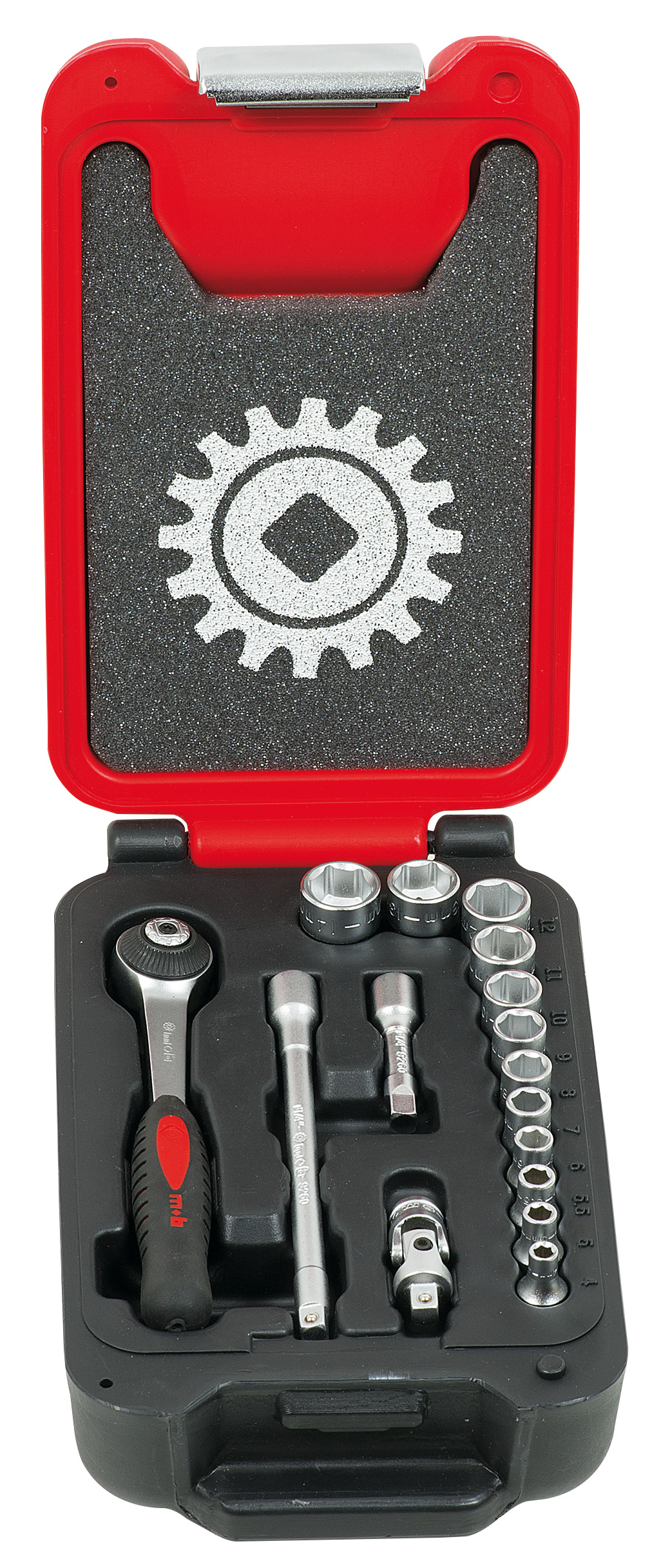 ROUND RATCHET SET 1/4'' 16 PIECES 6 POINTS 
