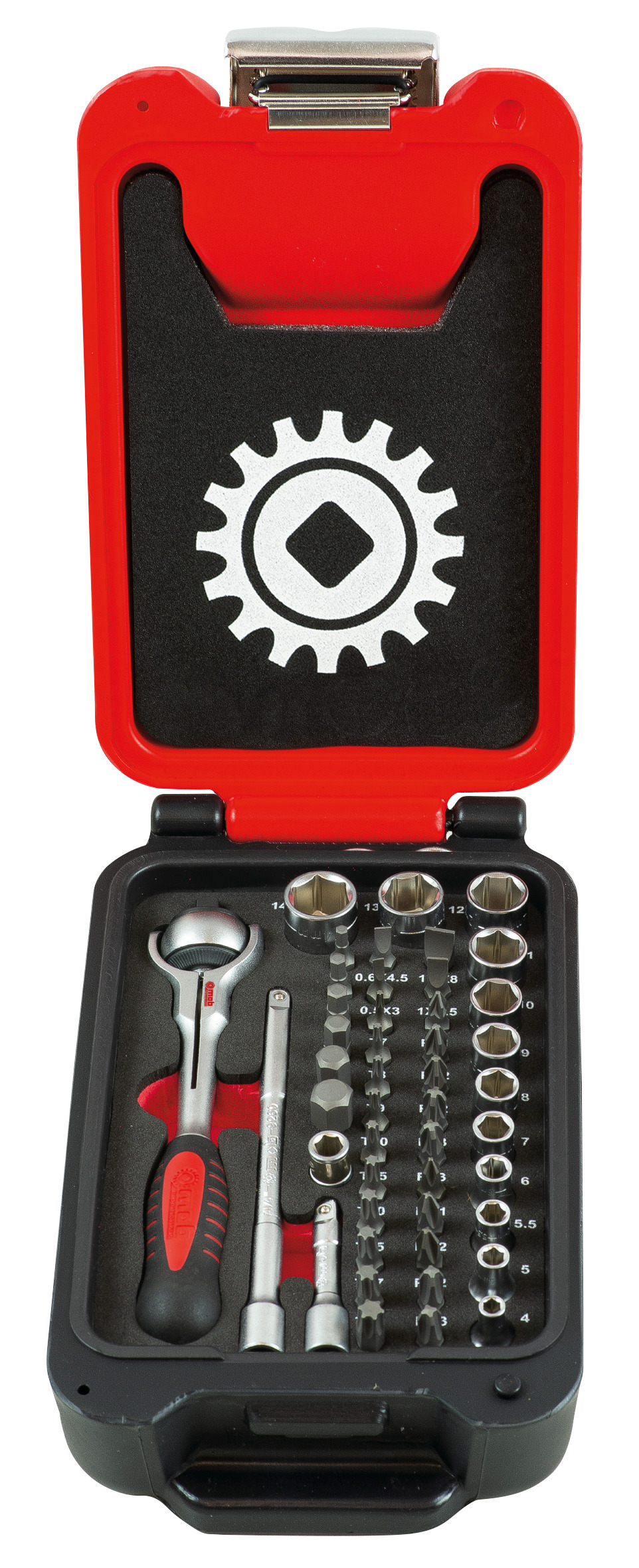 SWIVEL HEAD RATCHET SET - 1/4'' - 46 PIECES 6 POINTS 