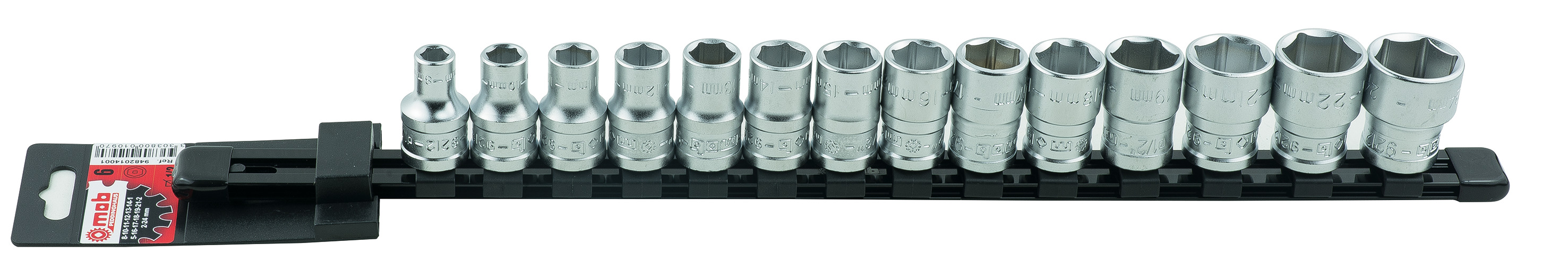 Set 14 capete chei tubulare 1/2 SH pe suport metalic