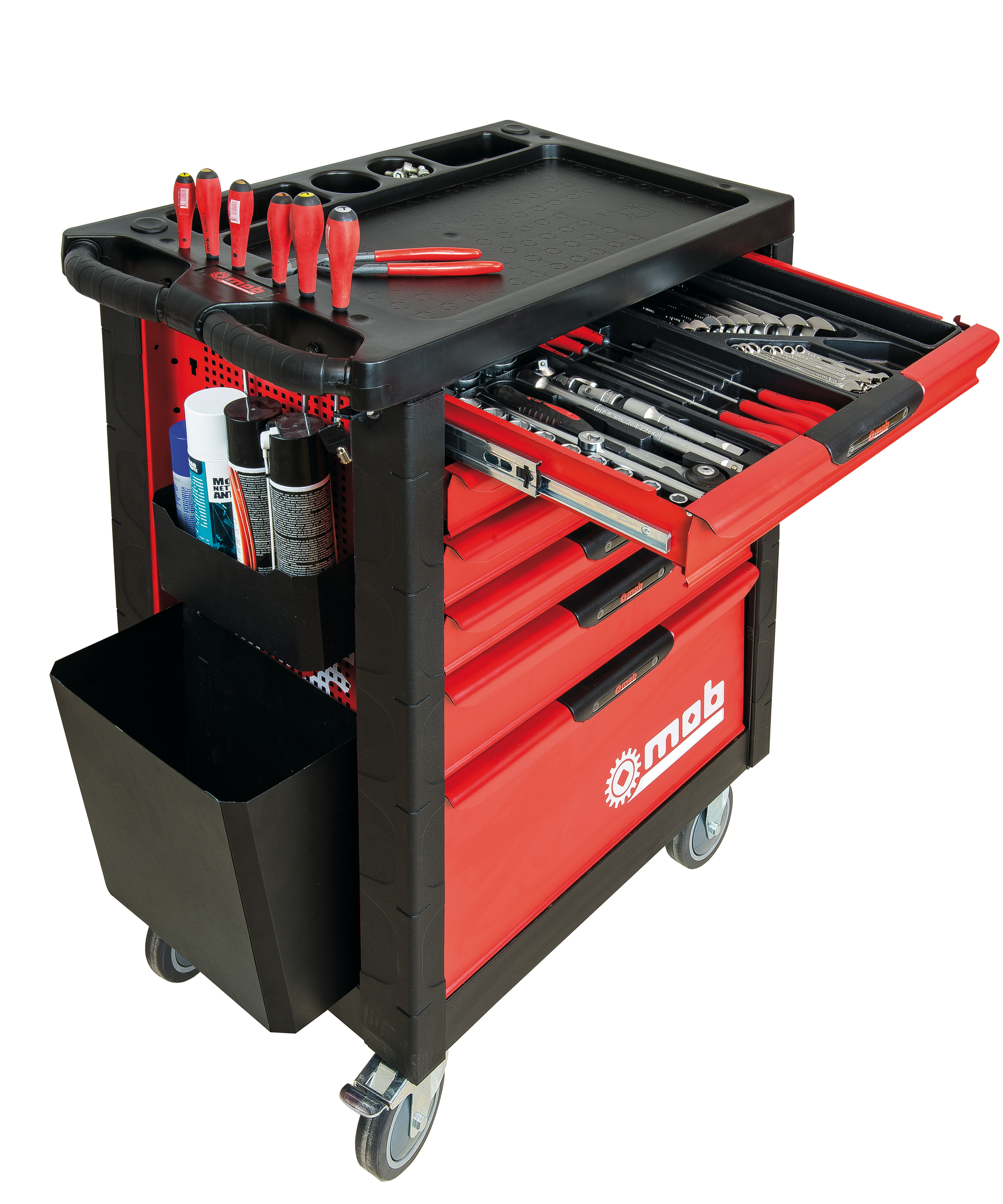 PROLINER TOOL TROLLEY WITH 5 DRAWERS - RED