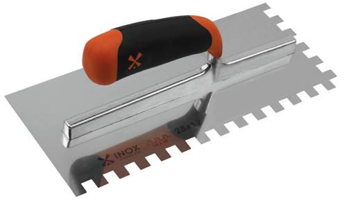 GLETIERĂ INOX CU MONTURĂ DE ALUMINIU, MÂNER BIMATERIAL, LAMĂ DINȚATĂ