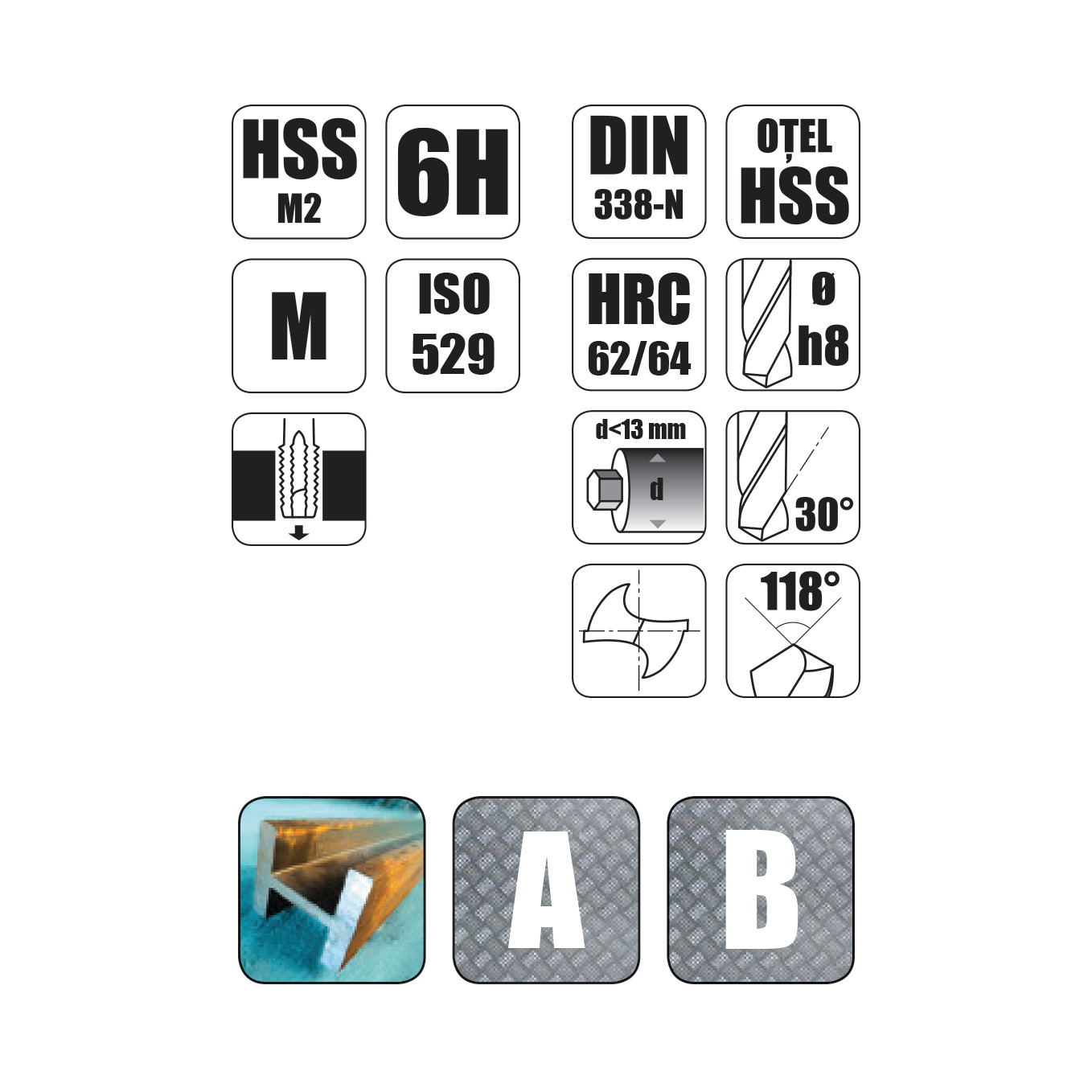 SET COMBINAT 15 BURGHIE / TAROZI UNIVERSALI HSS PENTRU MASINA